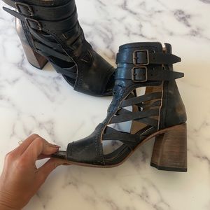 Free Bird Black Leather Heels